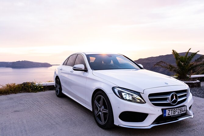 24h Luxury Santorini Transfer or Arrival or Departure one way - The real value of a name-sign pickup in Santorini