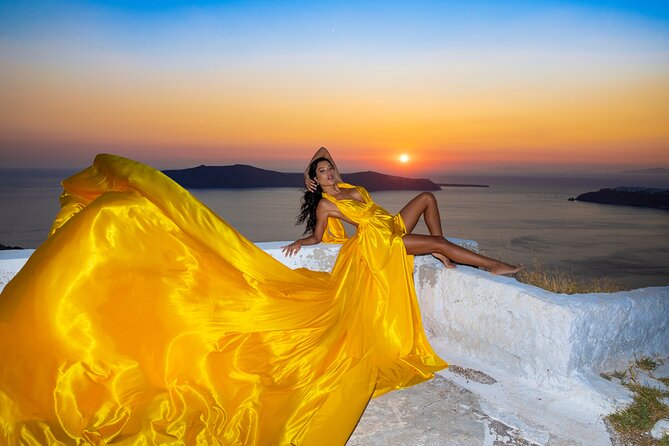Amazing Flying Dress Photoshoot in Santorini - Why a flying dress shoot fits Imerovigli so well