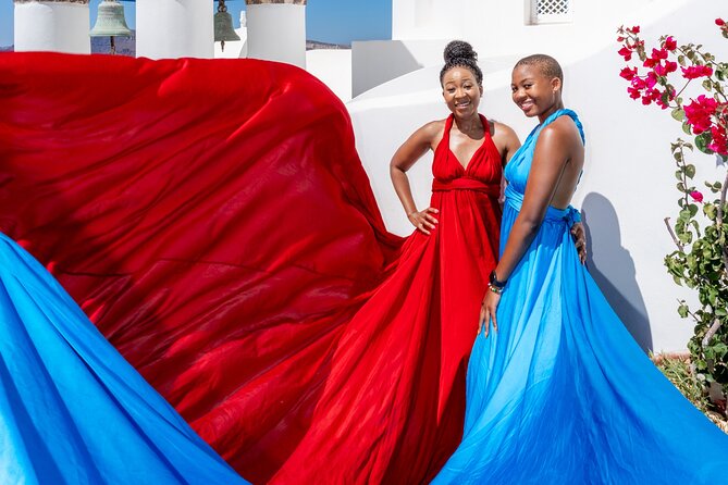 Flying Dress Experience -Private Santorini Photoshoot - Getting photos delivered fast and using them right