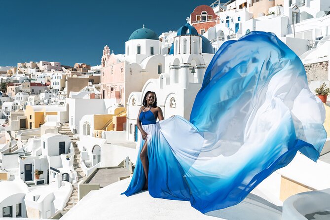 Flying Dress © Photoshoot in Santorini: Mr. President Package - Hair, makeup, and feeling camera-ready