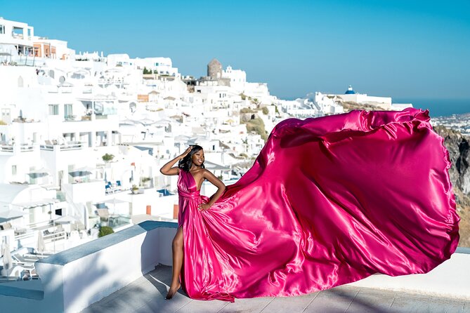 Flying Dress © Photoshoot in Santorini: Mr. President Package - Weather reality in Santorini and how to plan around it
