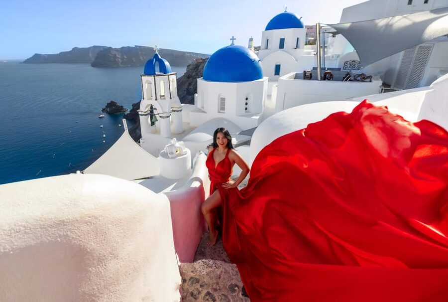 Flying Dress Photoshoot Santorini - Dress selection: how to choose from 60+ styles and colors