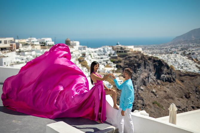 Flying Dress Photoshooting Santorini - Booking timing, language, and what that means for your day
