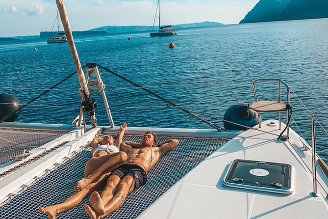 Half Day Premium Catamaran Cruise in Santorini including Oia - The BBQ Dinner and Open Bar: A Real Meal, Not Just a Snack