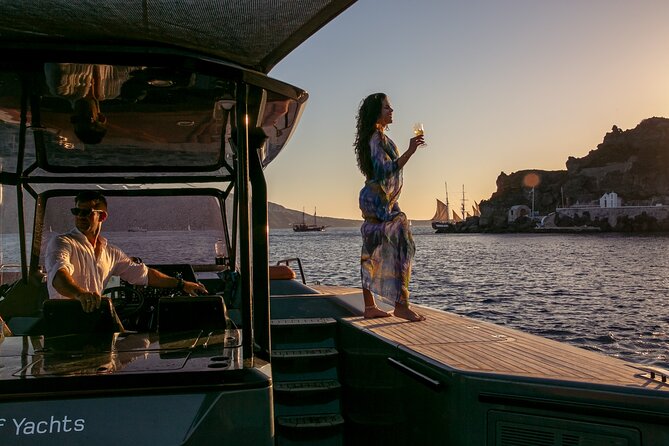 Luxury Private Power Catamaran Tour in Santorini - Caves, Aspronisi, and snorkeling time along the rocky coastline