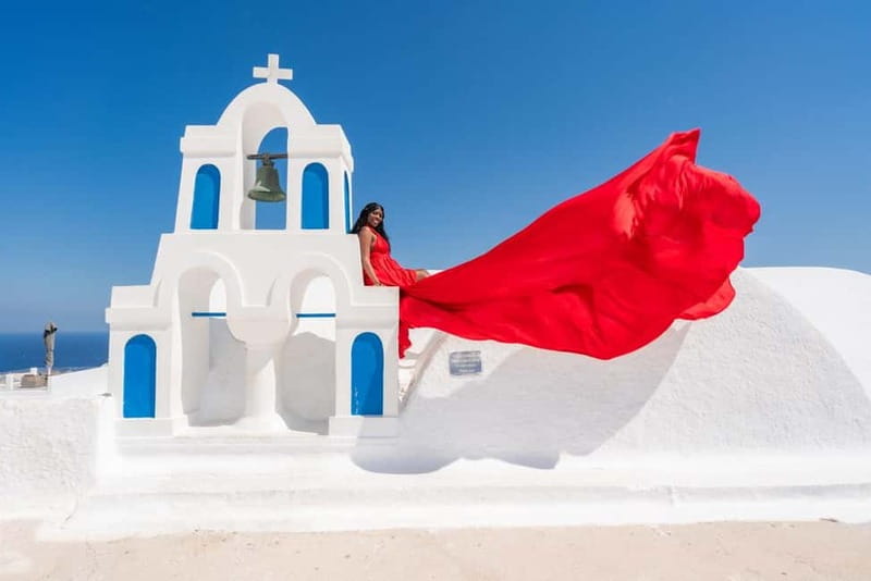 Oia: Santorini Photoshoot with Flying Dress Rental Option - 50 Professionally-Edited Photos: Why That Number Is the Real Value