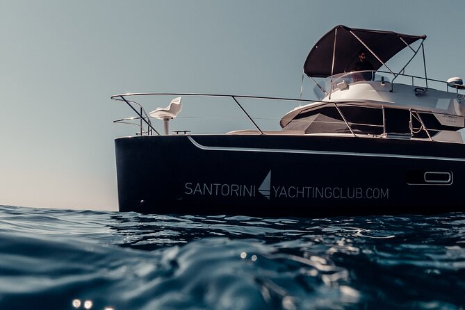 Private Caldera Cruise with Power Catamaran ENJOY incl. Meal & Drinks - The Route You’ll Actually Experience: Volcano Hot Springs to White and Red Beach