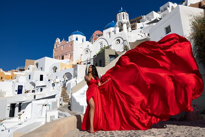 Private Express Flying Dress Photoshoot in Santorini – 30 Minutes - Price and Value for a Private Session (Up to 2 People)