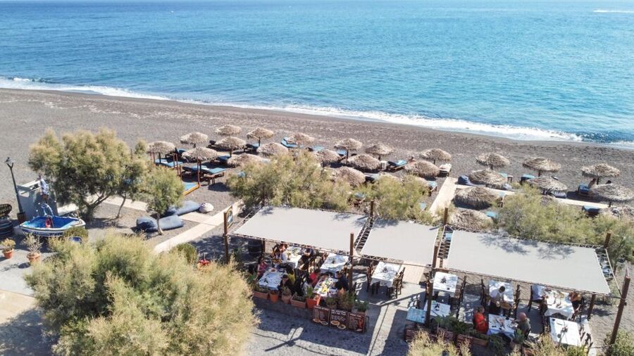~ Private full day Santorini road tour ~ - Perivolos Black Sand Beach, swim time and an easy lunch break