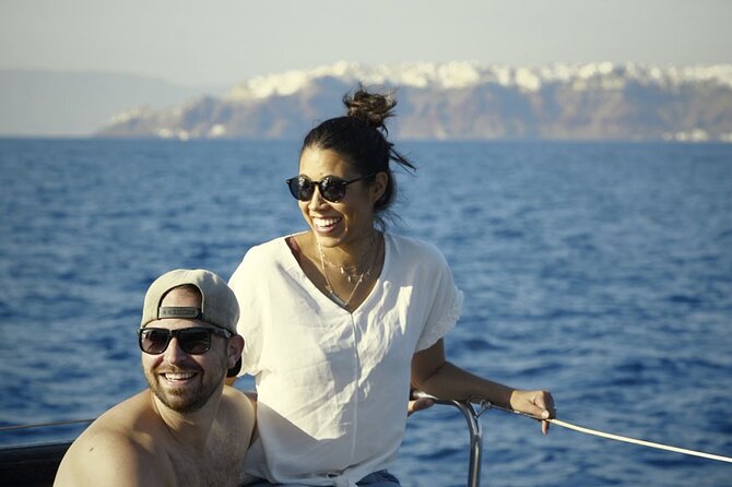 Private Luxury Santorini Catamaran Cruise with Port Pickup - From Red Beach to the south coast: how the swim stops feel in real life