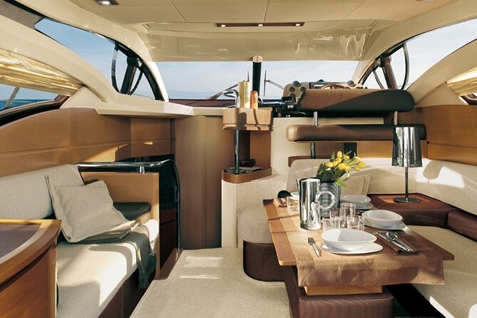 Private Motor Yacht Cruise with BBQ, Open Bar & Transfers - Nea Kameni for Snorkeling and the Best Swim Stretch