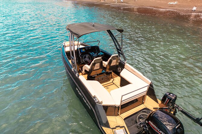 Rent a SpeedBoat in Santorini with License or Skippered - License needed to drive, skipper if you prefer hands-off cruising