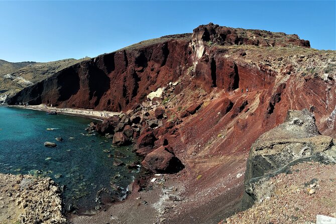 Sailsational Luxury Santorini Catamaran Sunset Cruise with Dinner - Mesa Pigadia Beach: swimming, then dinner while the sun falls