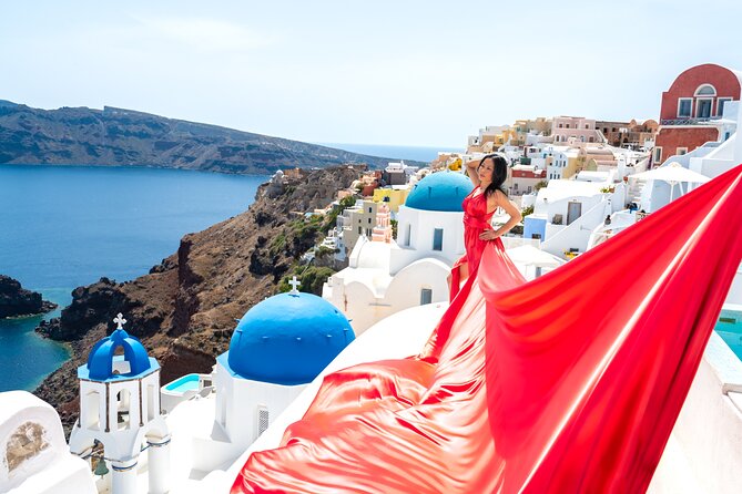 Santorini 2h Private Flying Dress Photoshoot with Transportation - Key highlights that matter on the ground