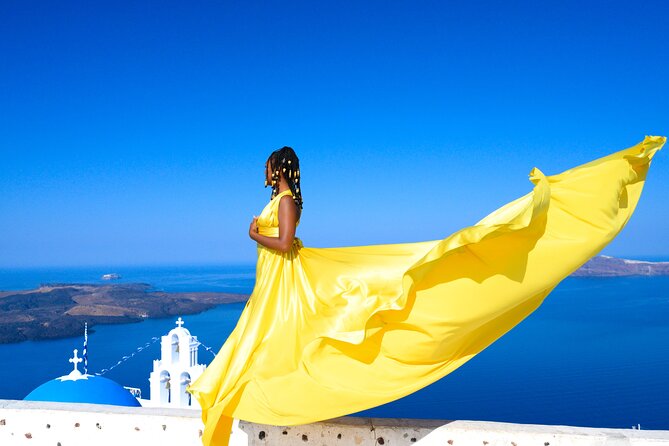 Santorini 2h Private Flying Dress Photoshoot with Transportation - Your photo delivery: 40 edited images, no watermarks, and a real download link