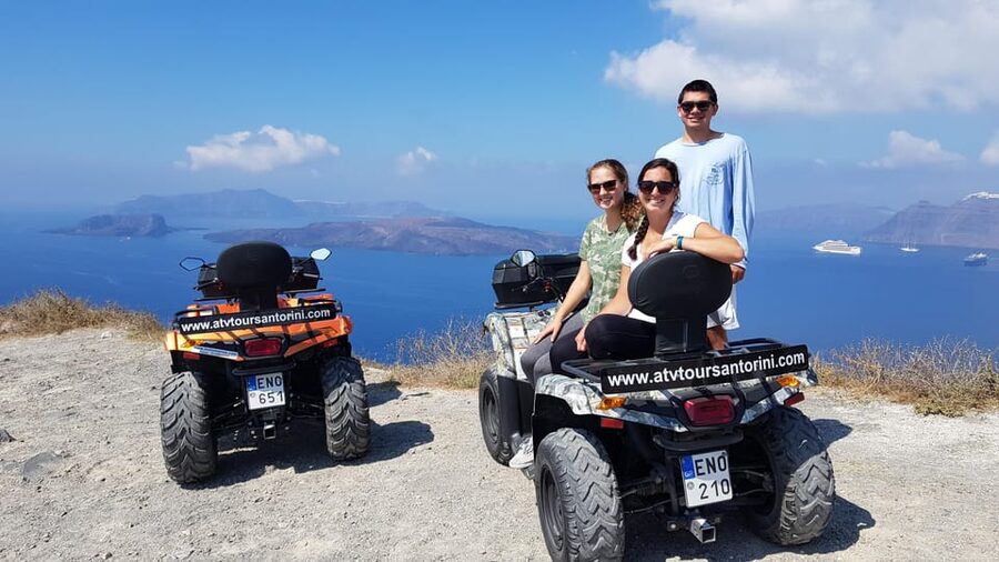 Santorini: ATV guided tour around the South of the island - From Perissa’s Black Beach to a South Coast Loop You Can Actually Feel