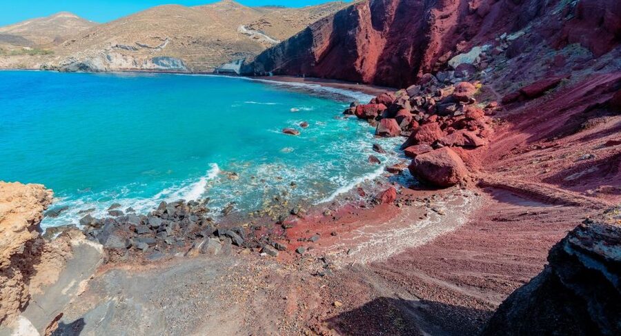 Santorini: Best Of Santorini Private Tour with a Local Guide - Red Beach: volcanic color that looks unreal in person
