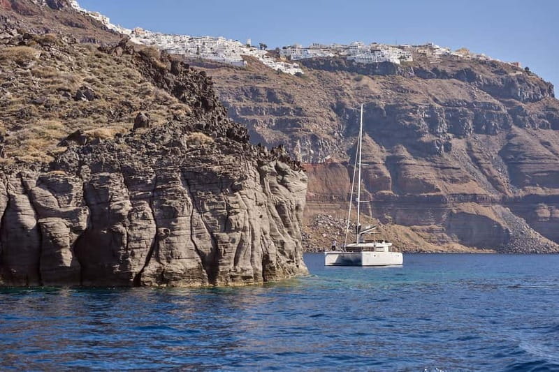 Santorini: Caldera Classic Catamaran Cruise w/ Meal & Drinks - Sunset Sailing Choice: Morning Calm or Evening Glow