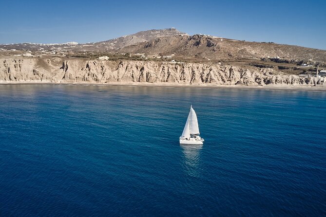 Santorini: Caldera Private Catamaran Cruise with Meal & Drinks - Caldera Views From Your Own Catamaran, Vlichada to Nea Kameni