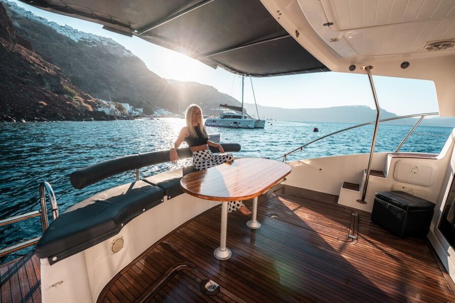 Santorini: Caldera Private Power Catamaran Cruise - Oia Sunset Timing Without the Land-Trip Stress