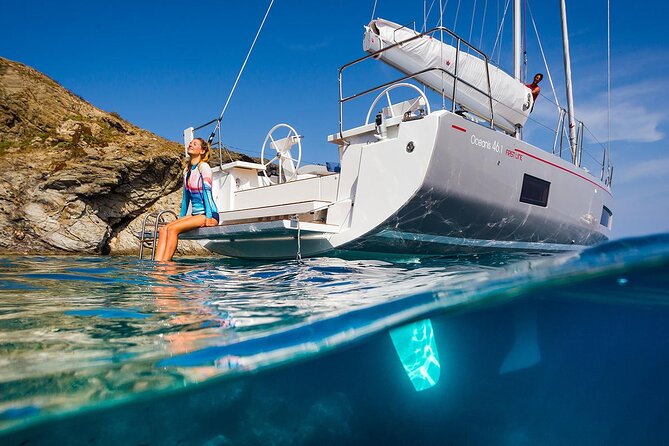 Santorini: Caldera Private Sailing Boat Cruise with Beneteau Oceanis 46.1 - Nea Kameni hot springs: the warm sulphur swim