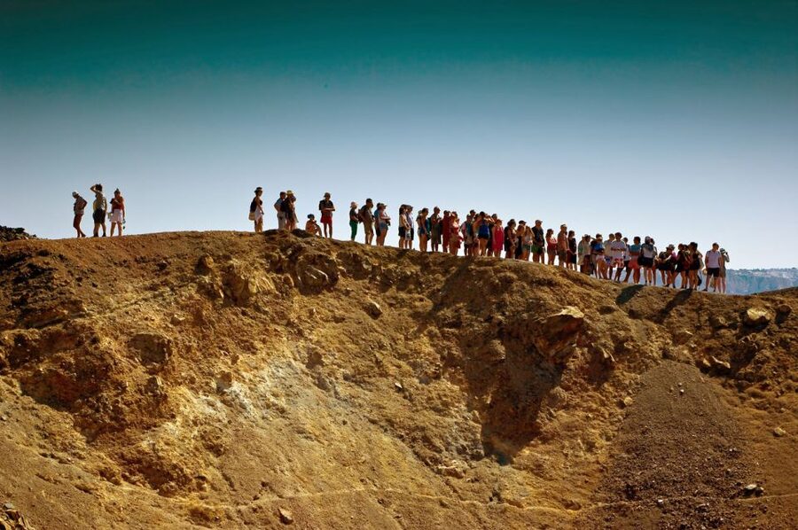 Santorini Caldera: Sunset Cruise with Dinner - Thirasia island time: beach breaks and Manola’s spiral staircases