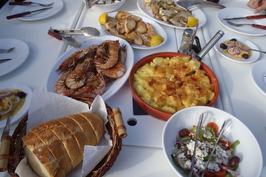 Santorini Caldera: Sunset Sailing Cruise with Meal - Mesa Pigadia Swim and Snorkel Time in Clear Water