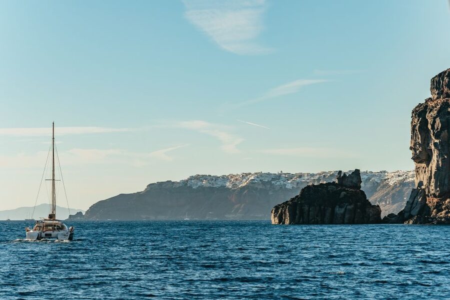 Santorini: Catamaran Caldera Cruise with Meal and Drinks - The Sunset From the Water: Oia Views Without the Land Rush