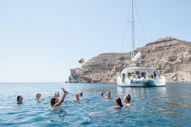 Santorini Catamaran Cruise with Fresh Meal and Open Bar - Palea Kameni Hot Springs: Warm Water, Sulfur Tint, and a Real Swim Stop