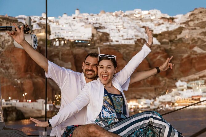 Santorini Catamaran Cruise with Greek Meal, Open-Bar and Sunset - Onboard Comfort: A Deluxe Catamaran With Restrooms and Changing Space