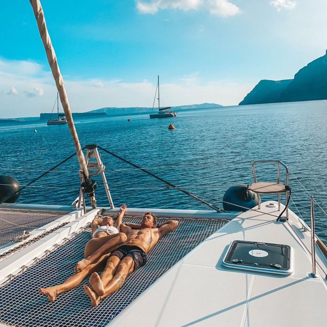 Santorini: Catamaran Cruise with Meal & Open Bar - Thirassia Island Time: Swimming, Snorkeling, and the Meal Built Into the Day