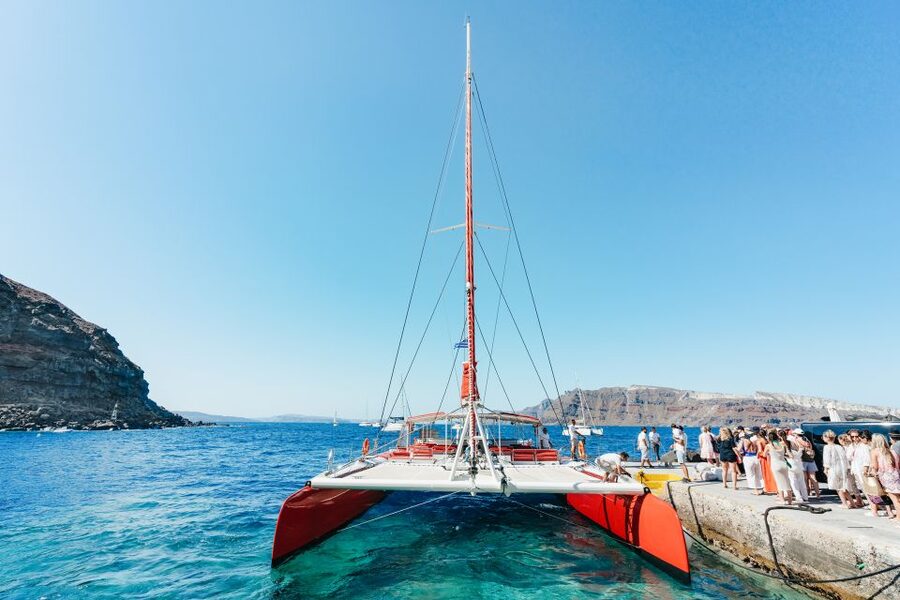 Santorini: Catamaran Tour with BBQ Dinner, Drinks, and Music - The 5-Hour Route, Stop by Stop, and What Each One Feels Like