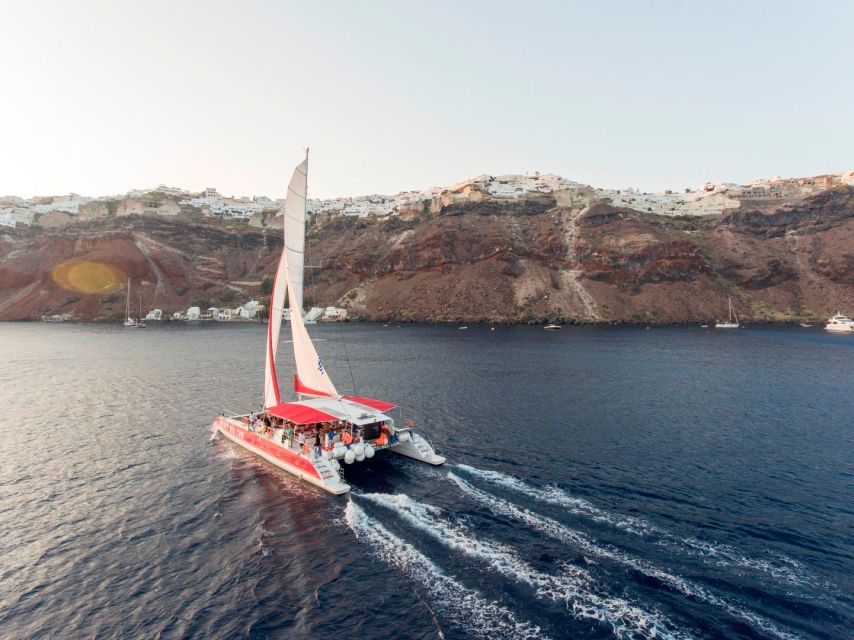 Santorini: Cruise Catamaran with BBQ & Drinks Day or Sunset - Food, Drinks, WiFi, and the Onboard Comfort Details That Add Up