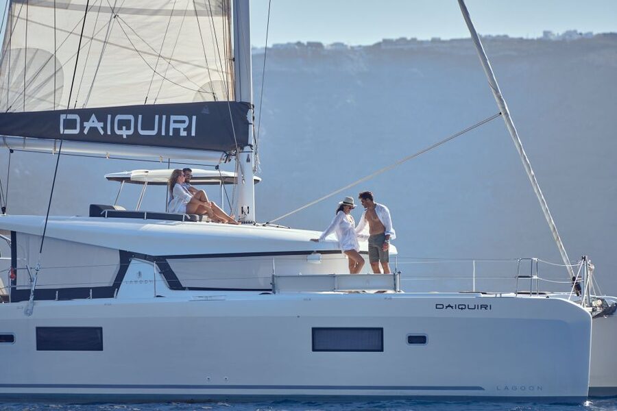 Santorini: Day Luxury Catamaran Cruise with Meal & Drinks - Thirassia Island swim and snorkel stop
