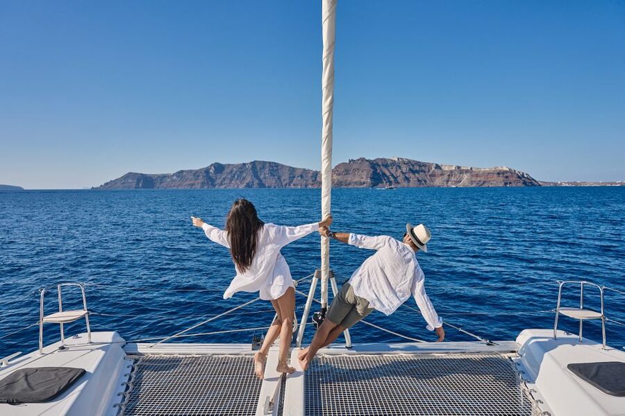 Santorini: Day Luxury Catamaran Cruise with Meal & Drinks - Crew and the human side: what to expect from the onboard experience