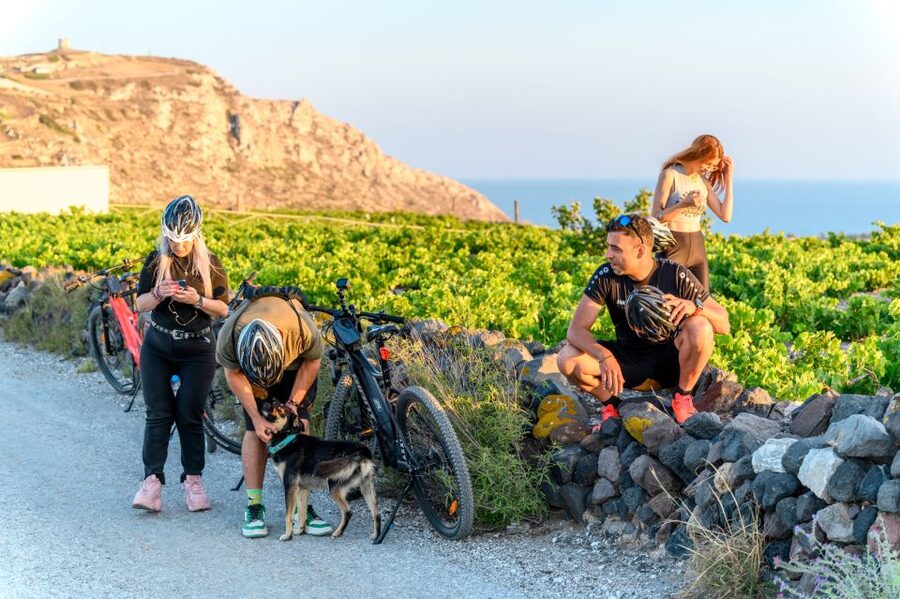 Santorini e-bike guided tours - Santorini Caldera photo stop, windmills, and the Vlichada coast drive