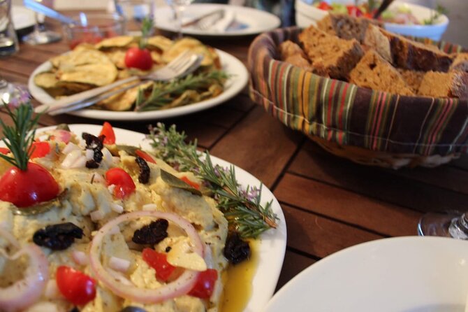 Santorini Family Farm Food & Wine Tour with Cooking Class - What you’ll cook and eat: the menu, explained like a local friend