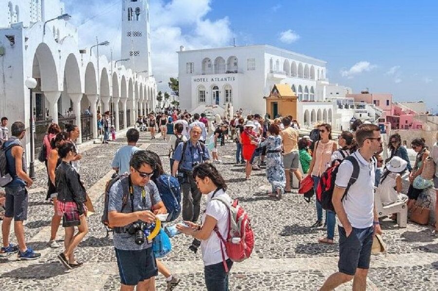 Santorini: Fira Town Walking Tour with Wine Tasting - Reaching Firostefani’s Blue Dome Church, Step by Step