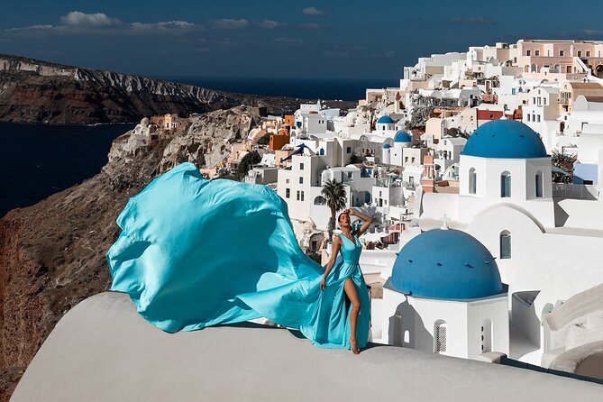 Santorini flying dress photo - Flying Dress Photos in Santorini, Oia or Imerovigli
