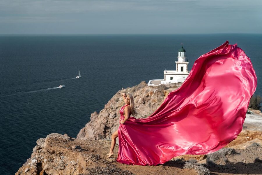 Santorini: Flying Dress Photo © Photoshoot "Express Package" - Your photo package: previews first, then editing you actually get to choose