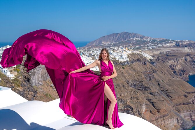 Santorini Flying Dress Photoshoot - Imerovigli Views Depending on Your Package