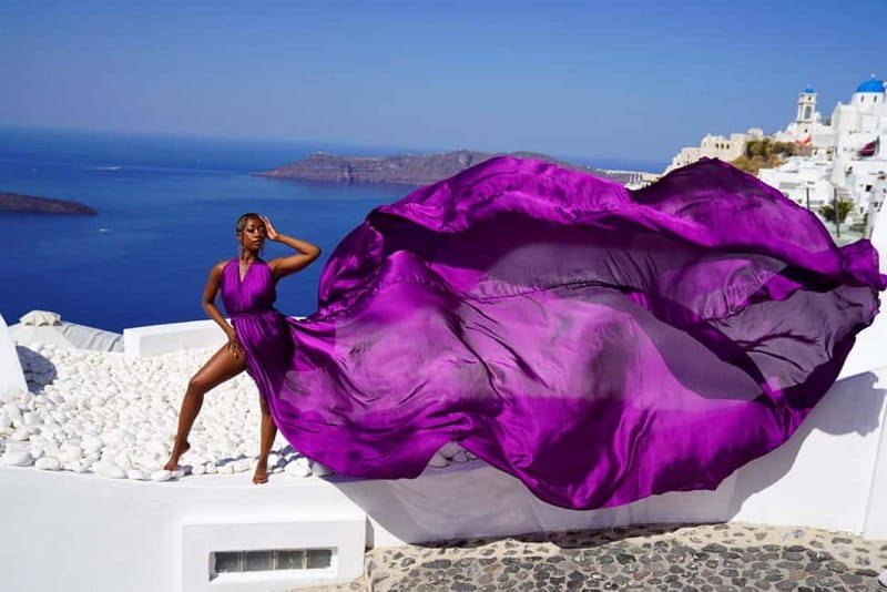 Santorini: Flying Dress Photoshoot Private Entry to Blue Dom - Why a Flying Dress Session Works So Well in Santorini