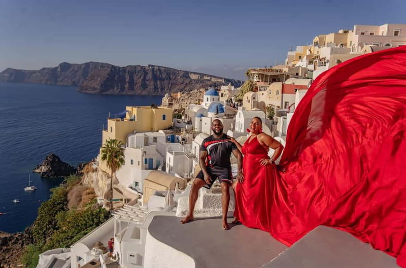 Santorini: Flying Dress Photoshoot Private Entry to Blue Dom - Private entry to the Blue Domes, and what it changes for your photos