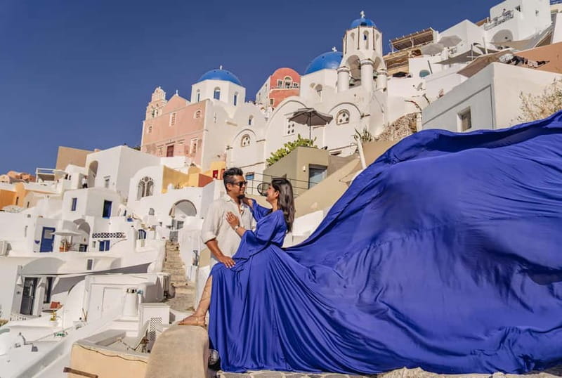 Santorini: Flying Dress Photoshoot Private Entry to Blue Dom - Where you’ll shoot: Oia, Imerovigli, Fira, or right at your hotel