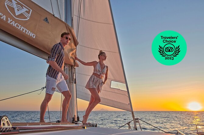 Santorini Gold Catamaran Cruise with BBQ, Drinks and Hotel Pickup - Red Beach and White Beach: what makes these swims so memorable