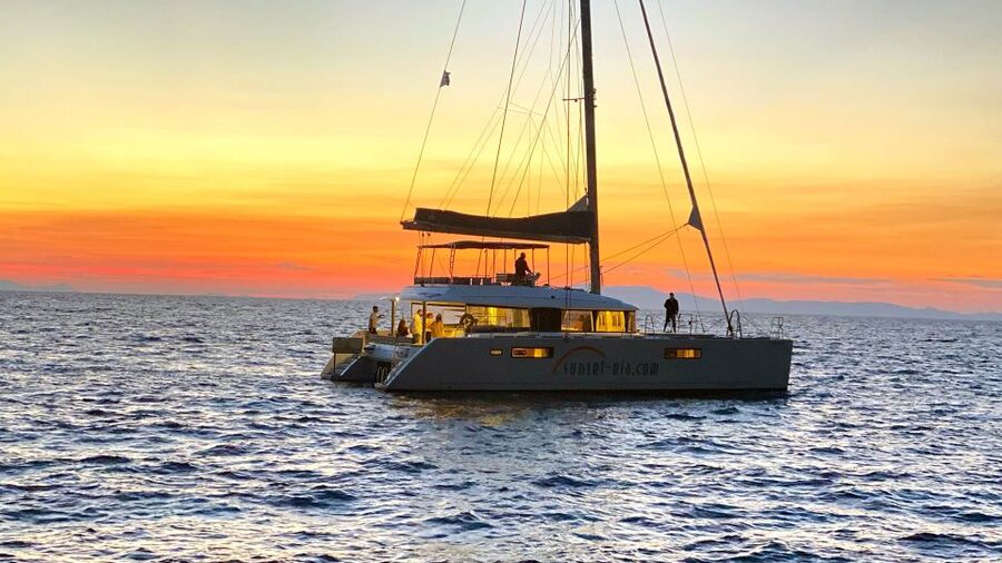 Santorini: Luxurious Catamaran Cruise with Meal & Open Bar - Stops beyond the swimming: the sea viewpoint that’s hard to fake