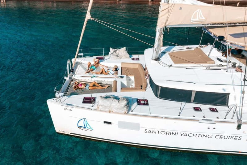 Santorini: Luxury Catamaran Cruise with Lunch, BBQ & Drinks - From Vlychada Port to the Caldera views in 5 hours