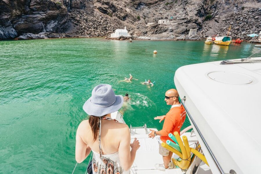 Santorini: Luxury Catamaran Day Trip with Meal and Open Bar - Is it worth about $129 per person?