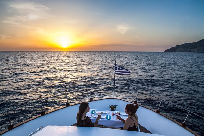 Santorini: Motor Yacht Private Cruise with 5-Course Meal - Setting out from Vlihada, and how the captain frames the caldera