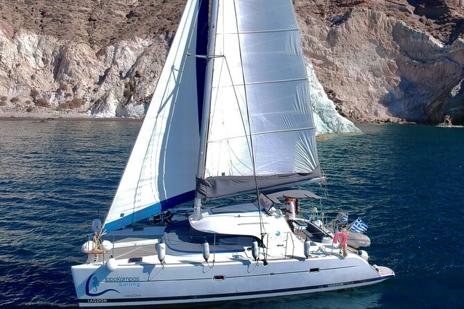 Santorini: Private All-In Catamaran Cruise (Food&Drinks) - From Vlychada to the Sea: Timing, Pickup, and First Rules